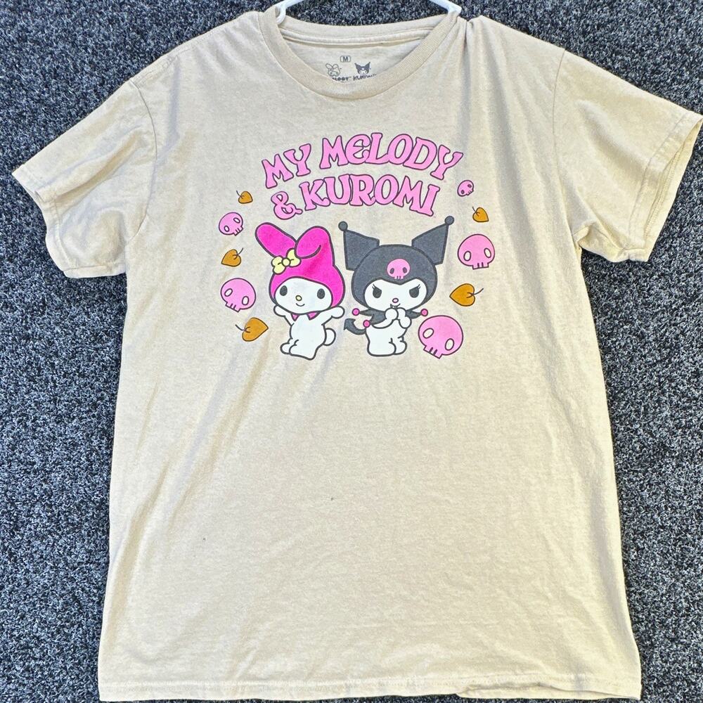 Sanrio My Melody Kuromi Beige Graphic T-Shirt Size M Cotton 2022 Animation